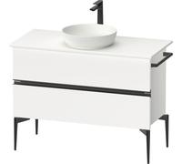 Duravit Sivida Meuble sous-lavabo sur console, 2 tiroirs, poignée noire diamantée mate, 1045x475x548mm, SV46590BD180000, Couleur: Blanc Mat