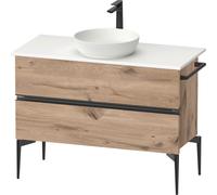 Duravit Sivida Meuble sous-lavabo sur console, 2 tiroirs, poignée noire diamantée mate, 1045x475x548mm, SV46590BD550000, Couleur: ChÃªne marbrÃ©