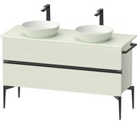 Duravit Sivida Meuble sous-lavabo sur console, 2 tiroirs, poignée noire diamantée mate, 1315x475x548mm, SV46610BDHH0000, Couleur: Vert pâle mat
