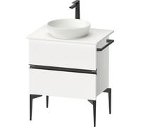Duravit Sivida Meuble sous-lavabo sur console, 2 tiroirs, poignée noire diamantée mate, 645x475x548mm, SV46570BD180000, Couleur: Blanc Mat