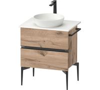 Duravit Sivida Meuble sous-lavabo sur console, 2 tiroirs, poignée noire diamantée mate, 645x475x548mm, SV46570BD550000, Couleur: ChÃªne marbrÃ©