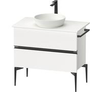 Duravit Sivida Meuble sous-lavabo sur console, 2 tiroirs, poignée noire diamantée mate, 845x475x548mm, SV46580BD180000, Couleur: Blanc Mat