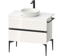 Duravit Sivida Meuble sous-lavabo sur console, 2 tiroirs, poignée noire diamantée mate, 845x475x548mm, SV46580BD220000, Couleur: Blanc brillant