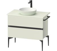 Duravit Sivida Meuble sous-lavabo sur console, 2 tiroirs, poignée noire diamantée mate, 845x475x548mm, SV46580BDHH0000, Couleur: Vert pâle mat