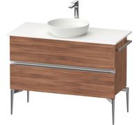 Duravit Sivida Meuble sous-lavabo sur console, 2 tiroirs, poignée profilée chromée, 1045x475x548mm, SV4659010790000, Couleur: Noyer mat
