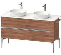 Duravit Sivida Meuble sous-lavabo sur console, 2 tiroirs, poignée profilée chromée, 1315x475x548mm, SV4661010790000, Couleur: Noyer mat