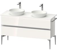 Duravit Sivida Meuble sous-lavabo sur console, 2 tiroirs, poignée profilée chromée, 1315x475x548mm, SV4661010220000, Couleur: Blanc brillant