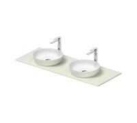 Duravit Sivida double lavabo Set rond in onsole 1350x500x123mm, 268016FH00, Couleur: Plan de toilette intérieur : Blanc satiné, extérieur : vert pâle mat ; console : Vert pâle