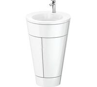Duravit Starck 1 c-bonded Ensemble au sol, rond, 560x864x605mm, lavabo blanc ultra-brillant, poignée chrome, S19513O10850000