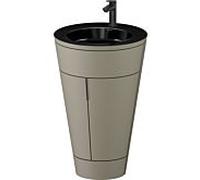 Duravit Starck 1 ,c-bonded set S19515OBD920010 poignée noir diamant, Céramique noir mat, éclairage intérieur, sur pied, gris pierre satiné mat, 864 x 560 x 605 mm