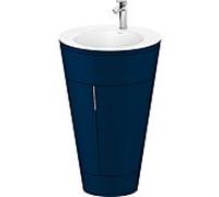 Duravit Starck 1, set c-bonded Bds, Nachtbl.Sdm S19512O10980010 poignée chromée, céramique blanc mat, éclairage intérieur, sur pied, bleu nuit satiné mat, 864 x 560 x 605 mm