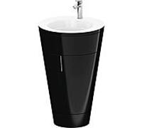 Duravit Starck 1, set c-bonded S19513O10400000 poignée chromée, céramique blanc mat, sur pied noir brillant, 864 x 560 x 605 mm