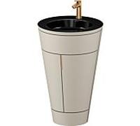 Duravit Starck 1, set c-bonded S19515O04600010 poignée bronze, céramique noir mat, éclairage intérieur, sur pied, taupe soie mat, 864 x 560 x 605 mm