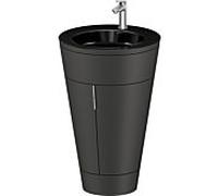 Duravit Starck 1 ,c-bonded set S19515O70580010 poignée en acier inoxydable, Céramique noir mat, éclairage intérieur, sur pied, Graphit satiné mat, 864 x 560 x 605 mm
