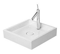 Duravit vasque à poser match0 Starck 1 47x47cm, au sol, sans trou pour robinetterie, trop-plein, rangée de trous pour robinetterie, blanc