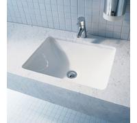 Duravit Lavabo Starck 3 – 49×36,5 cm rectangulaire sous‑plan, blanc, trop‑plein, sans trou