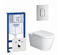 Duravit Starck Me Pack WC avec réservoir encastrable, cuvette murale à fond creux avec abattant frein de chute et plaque de commande vertical chrome 0729205/0729240/0293433/0293435/