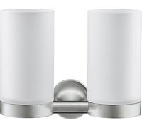 Duravit Starck T Gobelet à dents, double, montage mural, 0099487000, Couleur: acier inoxydable brossé