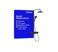 Duravit système de douche, système de douche avec 3 types de jets, noir mat | Pomme de douche à angle réglable, ensemble de douche facile à nettoyer, avec thermostat, débit réduit à 9 l/min (3 bars)
