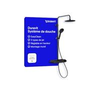 Duravit système de douche, système de douche avec 3 types de jets (Rain, Pulse, Mono), douche de tête à angle réglable, facile à nettoyer, avec thermostat, noir mat