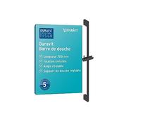 Duravit Universal Barre de douche, avec support de douchette réglable en hauteur, barre de douche variable (700 mm), noir mat