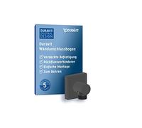 Duravit Universal Coude de raccordement mural, Coude de raccordement de douche avec cache mural carré, rosace carrée, raccord de tuyau, noir mat