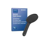 Duravit Universal douchette, pommeau de douche, pomme de douche avec 3 types de jets (Rain, Intense Rain, Soft Rain), Tête de douche ronde (Ø 110 mm), facile à nettoyer, noir mat