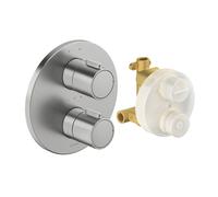Duravit - Mitigeur thermostatique encastré, 2 sorties, avec corps d'encastrement, inox brossé TH4200008070