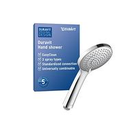 Duravit Universal pommeau de douche, pomme de douche avec 3 types de jets (Rain, Intense Rain, Soft Rain), Tête de douche ronde (Ø 110 mm), facile à nettoyer, chromé