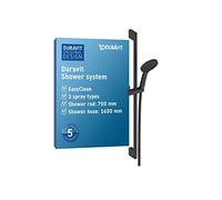 Duravit Universal Système de douche, avec 3 types de jets (Rain, Intense Rain, Soft Rain), Barre de douche (700 mm) avec hauteur réglable pommeau de douche, avec protection anti-torsion, noir mat