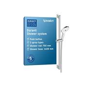 Duravit Universal Système de douche, avec 3 types de jets (Rain, Pulse, Mono), Barre de douche (700 mm) avec hauteur réglable pommeau de douche, avec protection anti-torsion, chromé/blanc