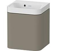 Duravit vasque à poser Happy D.2 Plus HP4340N92920000 40x36cm, porte 2000 , charnière à gauche, sans trou pour robinetterie, finition satinée gris pierre