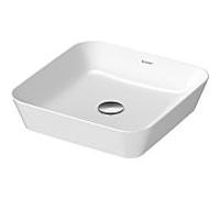 Duravit vasque à poser match0 Cape Cod 43x43cm, sans trou pour robinetterie, trop-plein, rangée de trous pour robinetterie, blanc/blanc soie mat WonderGliss