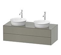 Duravit -vasque White Tulip WT4988B9292 130 x 55 cm, gris pierre satiné satiné, 2000 , 2 tiroirs, plaque console match1, vasque des deux côtés
