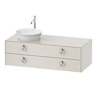 Duravit -vasque White Tulip WT4992L3939 130 x 55 cm, Nordic white satiné, suspendu, 2 tiroirs avec poignée, vasque à gauche