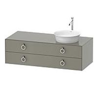 Duravit -vasque White Tulip WT4992R9292 130 x 55 cm, finition gris pierre satiné, montage mural, 2 tiroirs avec poignées, vasque à droite