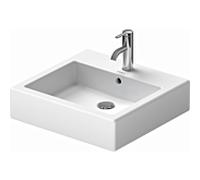 Duravit Lavabo Vero 0454500027 50x47 cm rectangulaire blanc brillant à poser avec trou, trop-plein