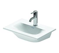 Duravit Viu lave-mains 07334500701 45 x 35 cm, sans coq, blanc WonderGliss, sans débordement, avec banc de coq