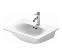 Duravit lave-mains pour meubles Viu 234453, 530 mm, avec trop-plein, avec table de robinetterie, 1 trou de robinet, 23445300001, Couleur: Blanc avec Wondergliss