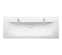 Lavabo Viu Duravit, 1230x490mm, avec trop-plein, 2 trous de robinetterie prépercés, valve Push-Open incluse, 23441200241, Couleur: Blanc avec Wondergliss