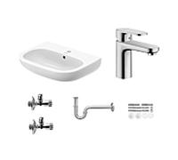Duravit Waschtisch 60cm mit hansgrohe Armatur Komplettset mit Geruchsverschluss und Eckventile