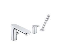 Duravit Wave mitigeur de baignoire à 3 trous, mitigeur monocommande avec cartouche en céramique, robinetterie de baignoire, chrome