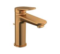 Duravit Wave Mitigeur de lavabo taille M (hauteur du bec 111 mm), robinet de salle de bain avec tirette de vidage, robinet de lavabo, bronze brossé