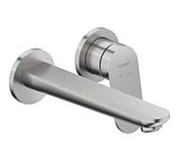 Duravit – Mitigeur de lavabo encastré Wave WA1070004070, 2 trous, bec 202 mm, inox brossé