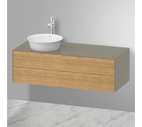 Duravit White Tulip, meuble sous-lavabo suspendu, largeur 1300 x profondeur 550mm, avec 2 tiroirs, avec technologie tip-on, WT4987LH5H2