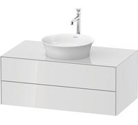 Duravit Meuble sous-vasque Tulip blanc WT498608585 100 x 55 cm, Weiß Hochglanz , suspendu, 2 tiroirs, plaque console 2000