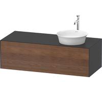 Duravit White Tulip, meuble sous-lavabo mural, largeur 1300 x profondeur 550mm, avec 1x tiroir, avec technologie tip-on, WT4977R7758, Couleur: Corps : graphite satiné, façade : noyer américain massif