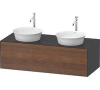 Duravit White Tulip, meuble sous-lavabo mural, largeur 1300 x profondeur 550mm, avec 1x tiroir, avec technologie tip-on, WT4978B7758, Couleur: Corps : graphite satiné, façade : noyer américain massif