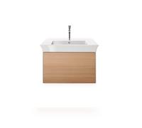 Duravit White Tulip, meuble sous-lavabo mural, largeur 684 x profondeur 458mm, avec 1x tiroir, avec technologie tip-on, WT42410H585, Couleur: Corps : blanc brillant, façade : chêne nature massif