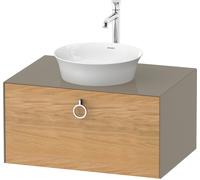 Duravit White Tulip, meuble sous-lavabo mural, largeur 800 x profondeur 550mm, avec 1x coulissant, avec poignée, WT49800H5H2, Couleur: Corps : gris pierre brillant, façade : chêne naturel massif